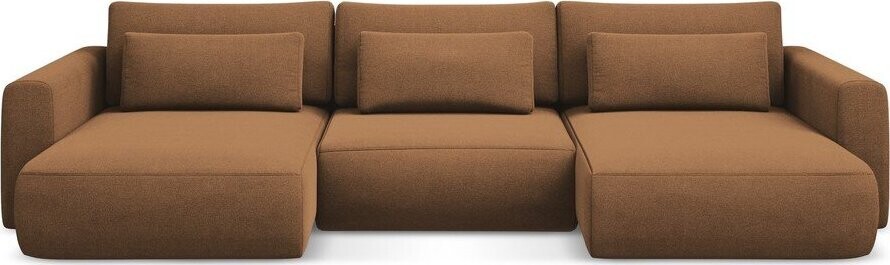 Rozkládací/s úložným prostorem rohová pohovka v terakotové barvě (do