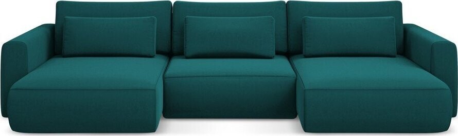 Tyrkysová sametová rozkládací/s úložným prostorem rohová pohovka (do