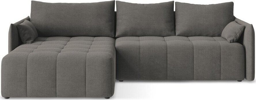 Tmavě šedá rozkládací/s úložným prostorem rohová pohovka (levý roh/s lenoškou) Moku – Makamii