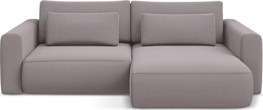 Sametová rozkládací/s úložným prostorem rohová pohovka v levandulové barvě (pravý roh/s lenoškou) Kapua – Makamii