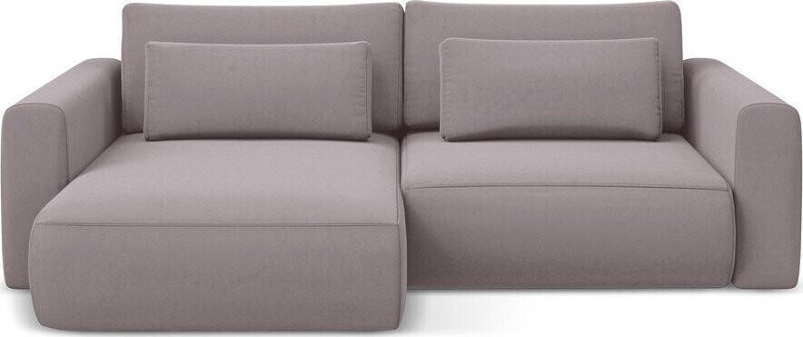 Sametová rozkládací/s úložným prostorem rohová pohovka v levandulové barvě (levý roh/s lenoškou) Kapua – Makamii