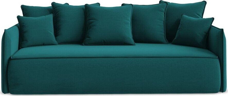 Tyrkysová sametová rozkládací/s úložným prostorem pohovka 225 cm Hula – Makamii