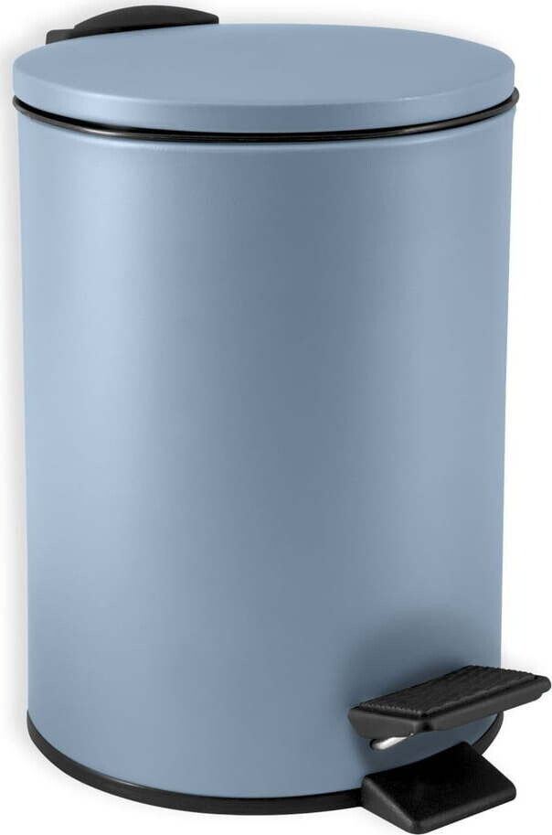 Světle modrý nášlapný ocelový odpadkový koš 3 l Adelar – Spirella