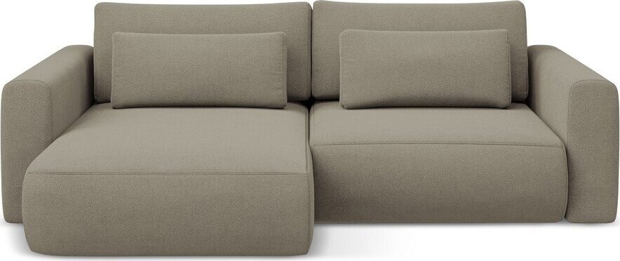 Světle hnědá rozkládací/s úložným prostorem rohová pohovka (levý roh/s lenoškou) Kapua – Makamii