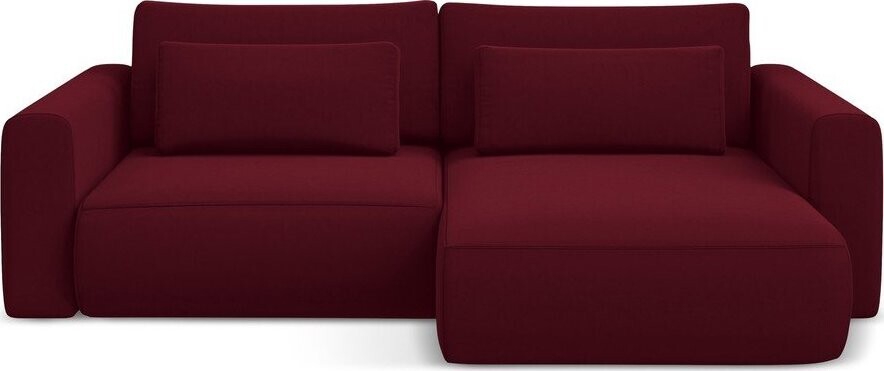 Vínová sametová rozkládací/s úložným prostorem rohová pohovka (pravý roh/s lenoškou) Kapua – Makamii