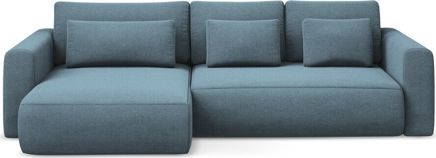 Světle modrá rozkládací/s úložným prostorem rohová pohovka (levý roh/s lenoškou) Kapua – Makamii