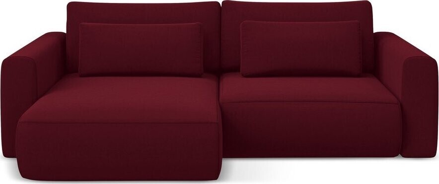 Vínová sametová rozkládací/s úložným prostorem rohová pohovka (levý roh/s lenoškou) Kapua – Makamii