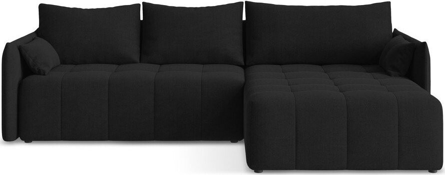 Černá rozkládací/s úložným prostorem rohová pohovka (pravý roh/s lenoškou) Moku – Makamii