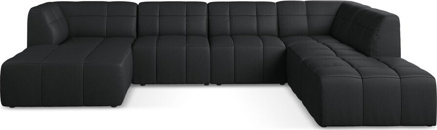 Černá rohová pohovka z imitace kůže (do