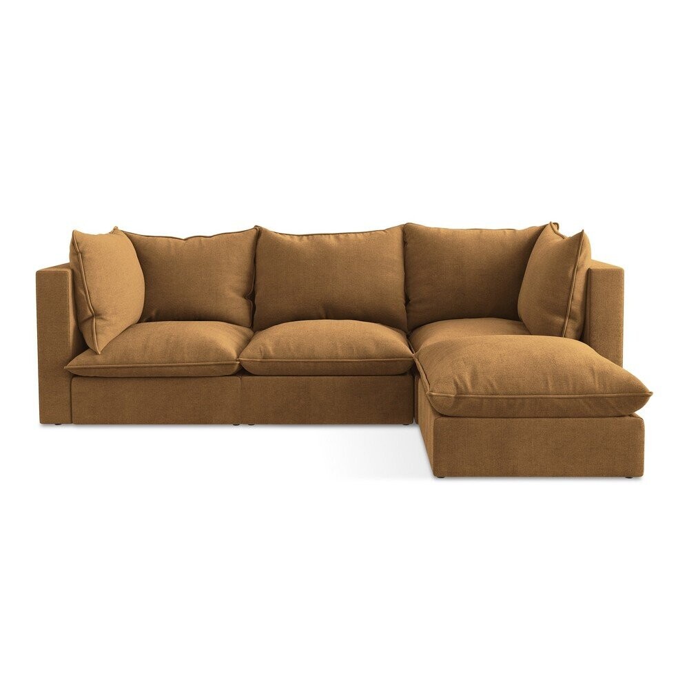 Rohová pohovka v terakotové barvě (pravý roh/s lenoškou) Manao – Makamii