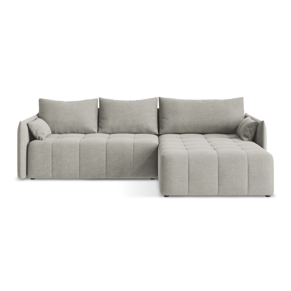 Světle šedá rozkládací/s úložným prostorem rohová pohovka (pravý roh/s lenoškou) Moku – Makamii