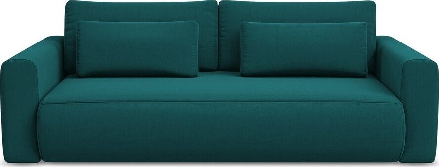 Tyrkysová sametová rozkládací/s úložným prostorem pohovka 238 cm Kapua – Makamii