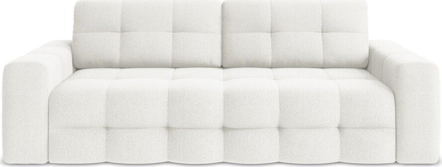 Bílá rozkládací pohovka z textilie bouclé 255 cm Milu – Makamii