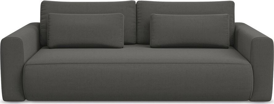 Tmavě šedá sametová rozkládací/s úložným prostorem pohovka 238 cm Kapua – Makamii