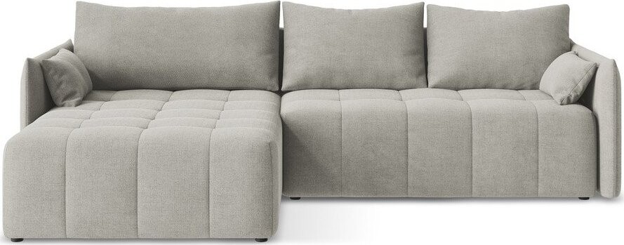 Světle šedá rozkládací/s úložným prostorem rohová pohovka (levý roh/s lenoškou) Moku – Makamii