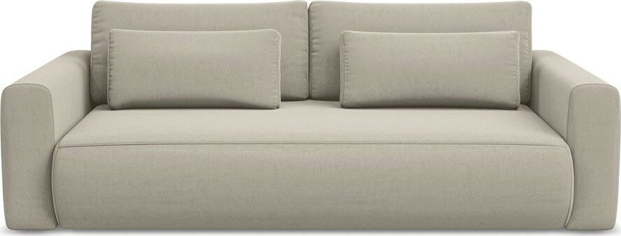 Béžová sametová rozkládací/s úložným prostorem pohovka 238 cm Kapua – Makamii