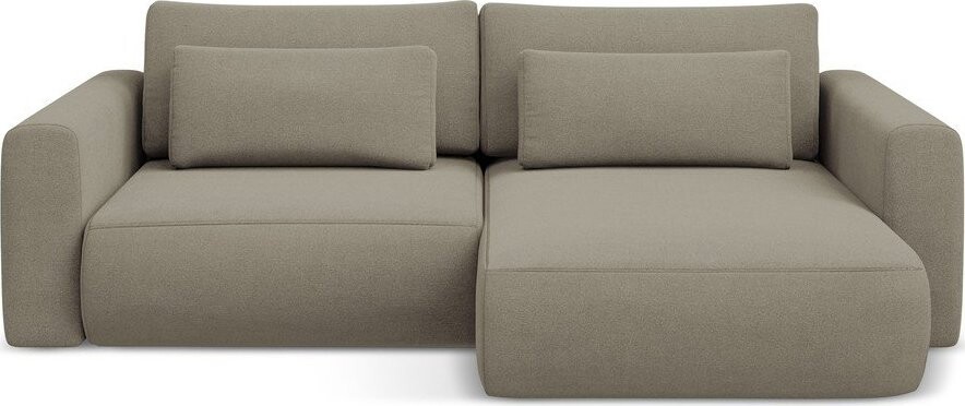 Světle hnědá rozkládací/s úložným prostorem rohová pohovka (pravý roh/s lenoškou) Kapua – Makamii