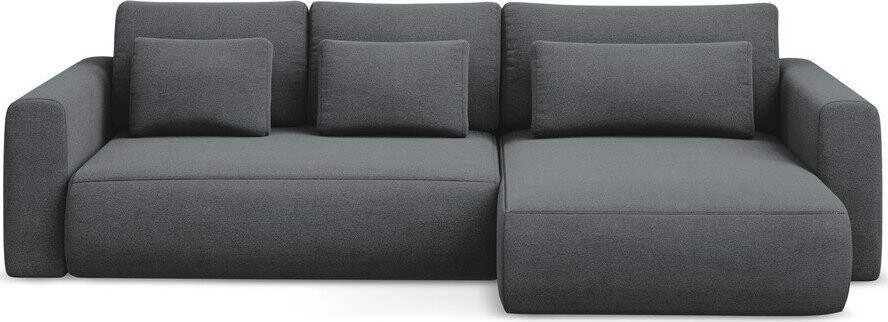 Tmavě šedá rozkládací/s úložným prostorem rohová pohovka (pravý roh/s lenoškou) Kapua – Makamii