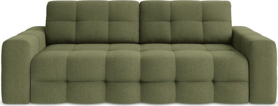 Zelená rozkládací pohovka z textilie bouclé 255 cm Milu – Makamii