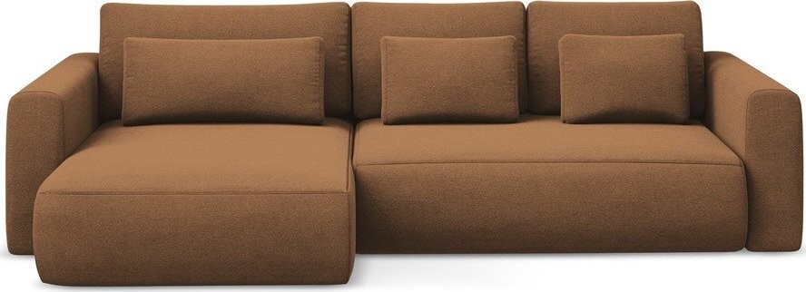 Rozkládací/s úložným prostorem rohová pohovka v terakotové barvě (levý roh/s lenoškou) Kapua – Makamii