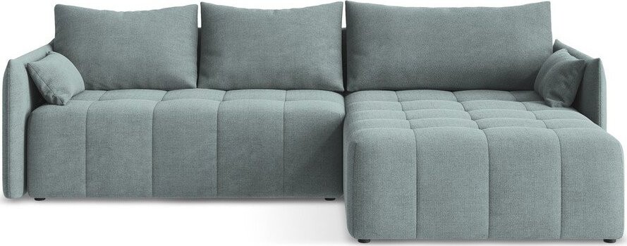 Modrá rozkládací/s úložným prostorem rohová pohovka (pravý roh/s lenoškou) Moku – Makamii