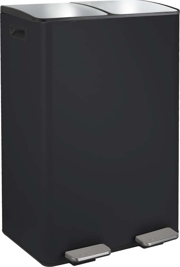Matně černý ocelový odpadkový koš 2x30 l na tříděný odpad/nášlapný Aliya – Spirella