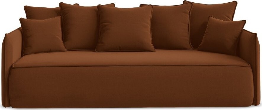 Sametová rozkládací/s úložným prostorem pohovka v terakotové barvě 225 cm Hula – Makamii