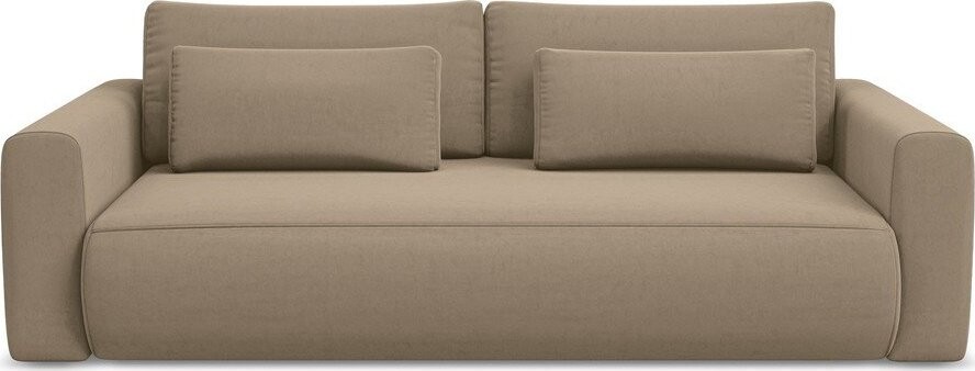 Světle hnědá sametová rozkládací/s úložným prostorem pohovka 238 cm Kapua – Makamii