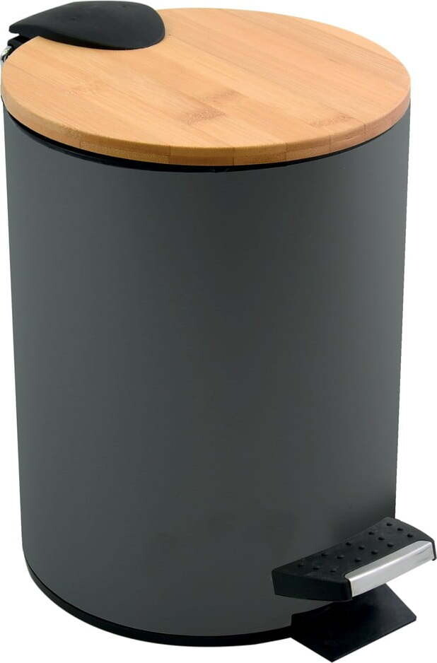 Tmavě šedý nášlapný ocelový odpadkový koš 3 l Adonis – Spirella