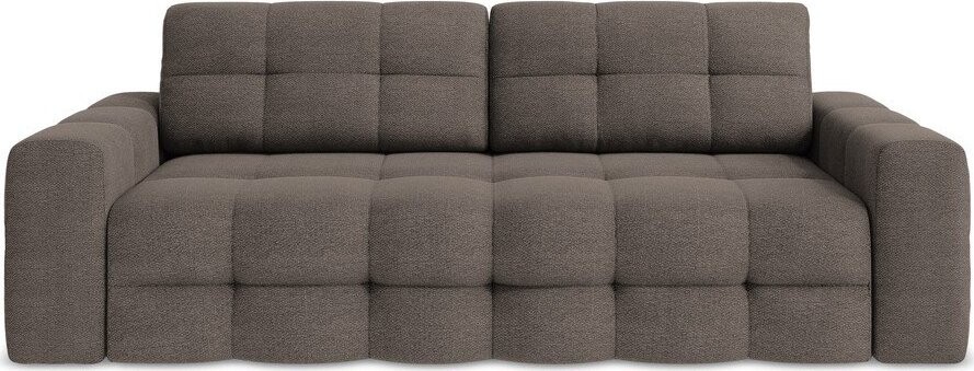 Hnědá rozkládací pohovka z textilie bouclé 255 cm Milu – Makamii
