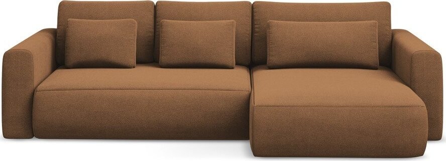 Rozkládací/s úložným prostorem rohová pohovka v terakotové barvě (pravý roh/s lenoškou) Kapua – Makamii