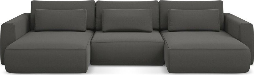 Tmavě šedá sametová rozkládací/s úložným prostorem rohová pohovka (do 