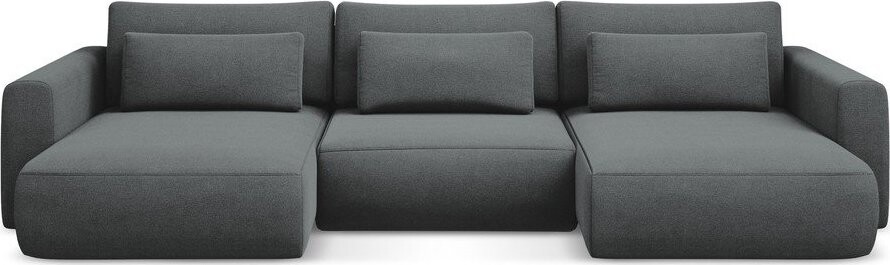 Tmavě šedá rozkládací/s úložným prostorem rohová pohovka (do