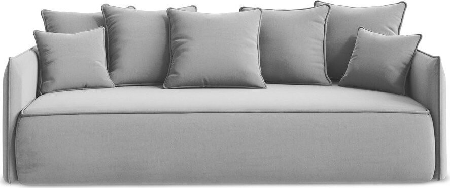 Světle šedá sametová rozkládací/s úložným prostorem pohovka 225 cm Hula – Makamii