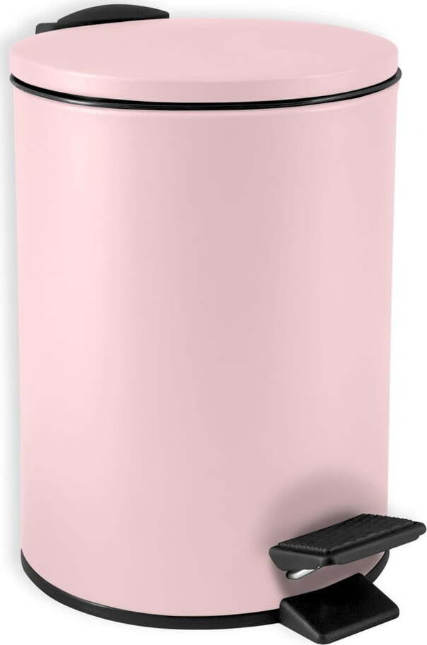 Růžový nášlapný ocelový odpadkový koš 3 l Adelar – Spirella