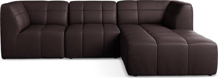 Tmavě fialová rohová pohovka z imitace kůže (pravý roh/s lenoškou) Aloha – Makamii