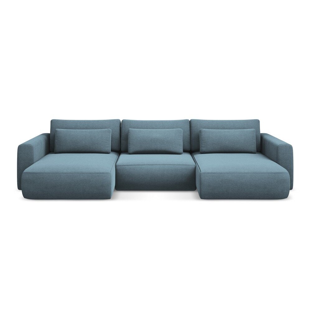 Světle modrá rozkládací/s úložným prostorem rohová pohovka (do 