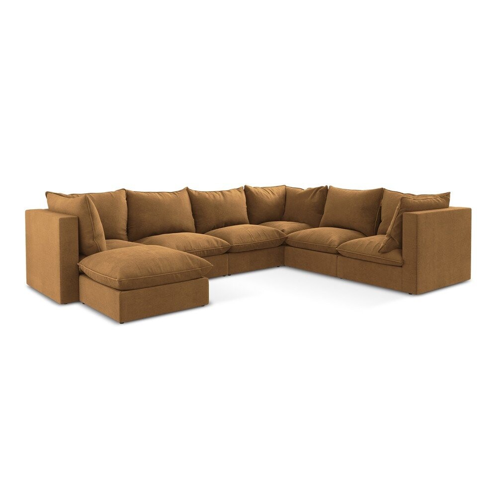 Rohová pohovka v terakotové barvě (pravý roh/do