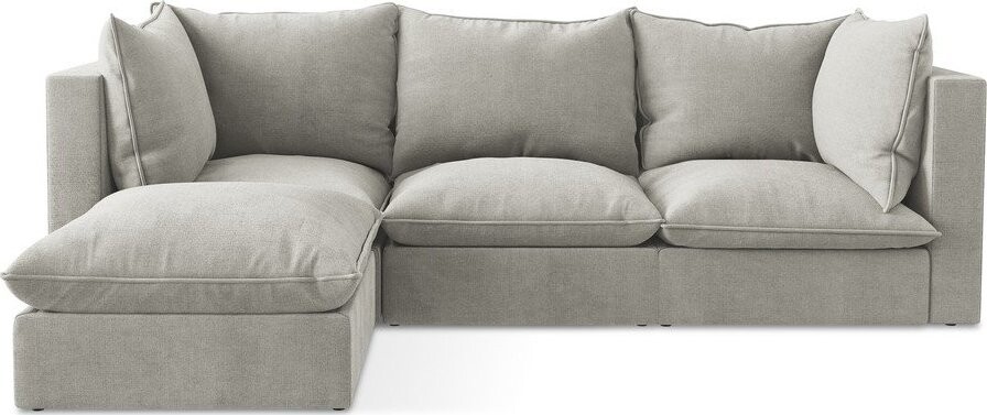 Světle šedá rohová pohovka (levý roh/s lenoškou) Manao – Makamii