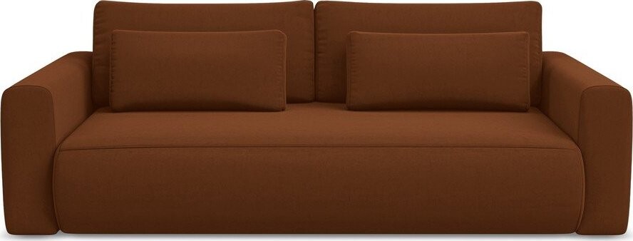 Sametová rozkládací/s úložným prostorem pohovka v terakotové barvě 238 cm Kapua – Makamii