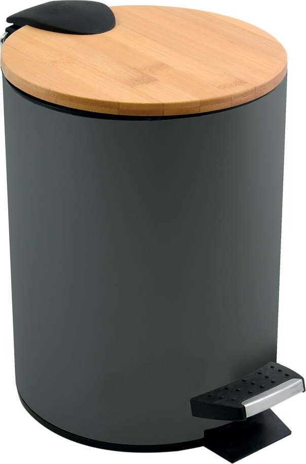 Tmavě šedý nášlapný ocelový odpadkový koš 5 l Adonis – Spirella