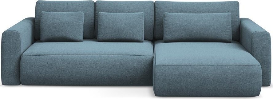 Světle modrá rozkládací/s úložným prostorem rohová pohovka (pravý roh/s lenoškou) Kapua – Makamii