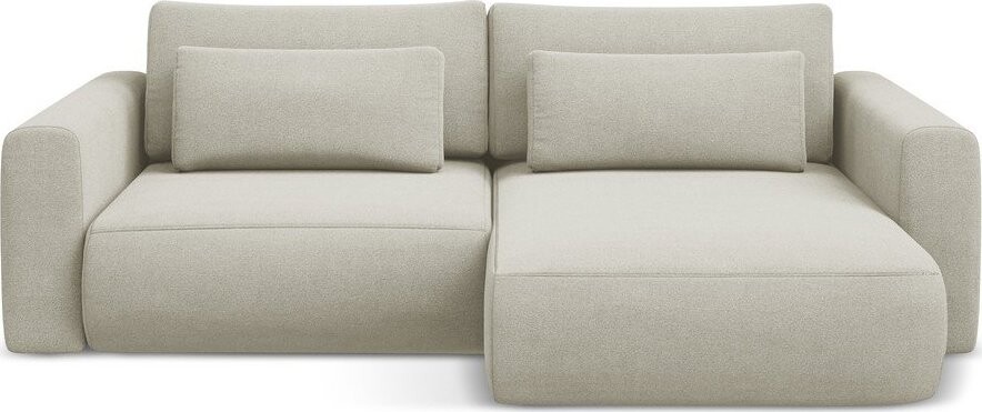 Béžová rozkládací/s úložným prostorem rohová pohovka (pravý roh/s lenoškou) Kapua – Makamii