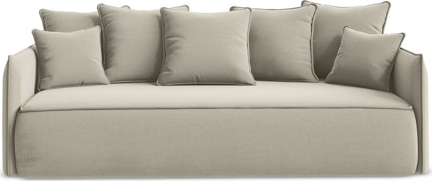 Béžová sametová rozkládací/s úložným prostorem pohovka 225 cm Hula – Makamii