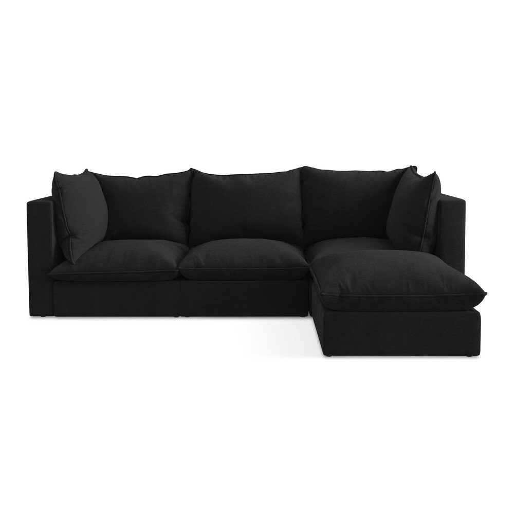 Černá rohová pohovka (pravý roh/s lenoškou) Manao – Makamii