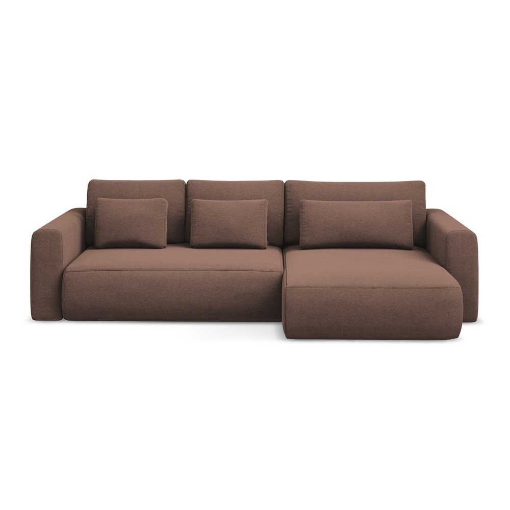 Růžová rozkládací/s úložným prostorem rohová pohovka (pravý roh/s lenoškou) Kapua – Makamii