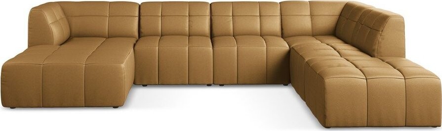 Hnědá rohová pohovka z imitace kůže (do