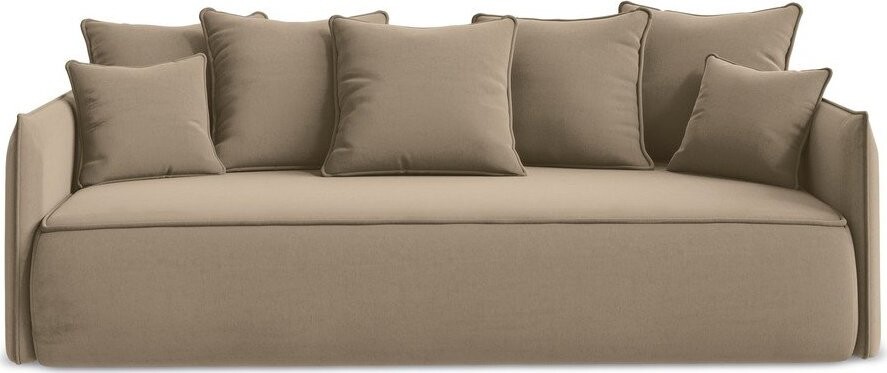 Světle hnědá sametová rozkládací/s úložným prostorem pohovka 225 cm Hula – Makamii