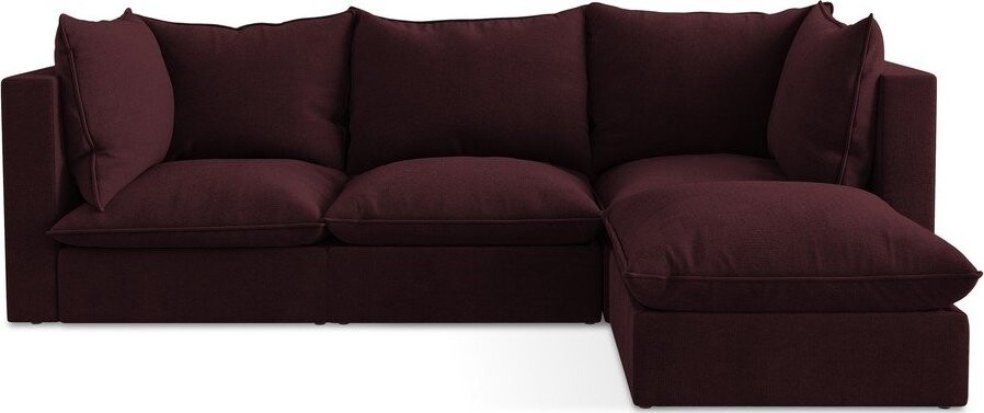 Vínová rohová pohovka (pravý roh/s lenoškou) Manao – Makamii