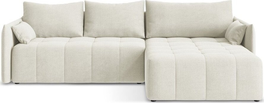 Béžová rozkládací/s úložným prostorem rohová pohovka (pravý roh/s lenoškou) Moku – Makamii